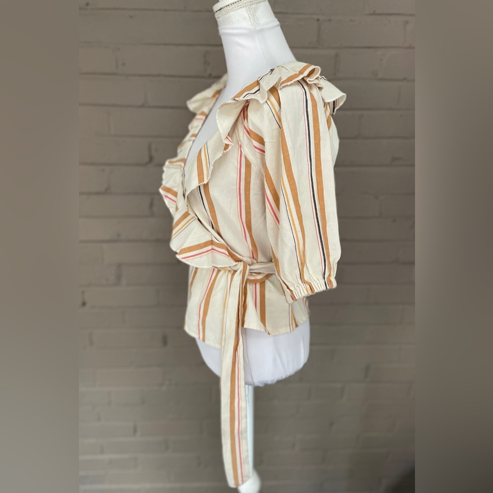 Billabong NWT stripe ruffled crossover top S - Picture 8 of 14